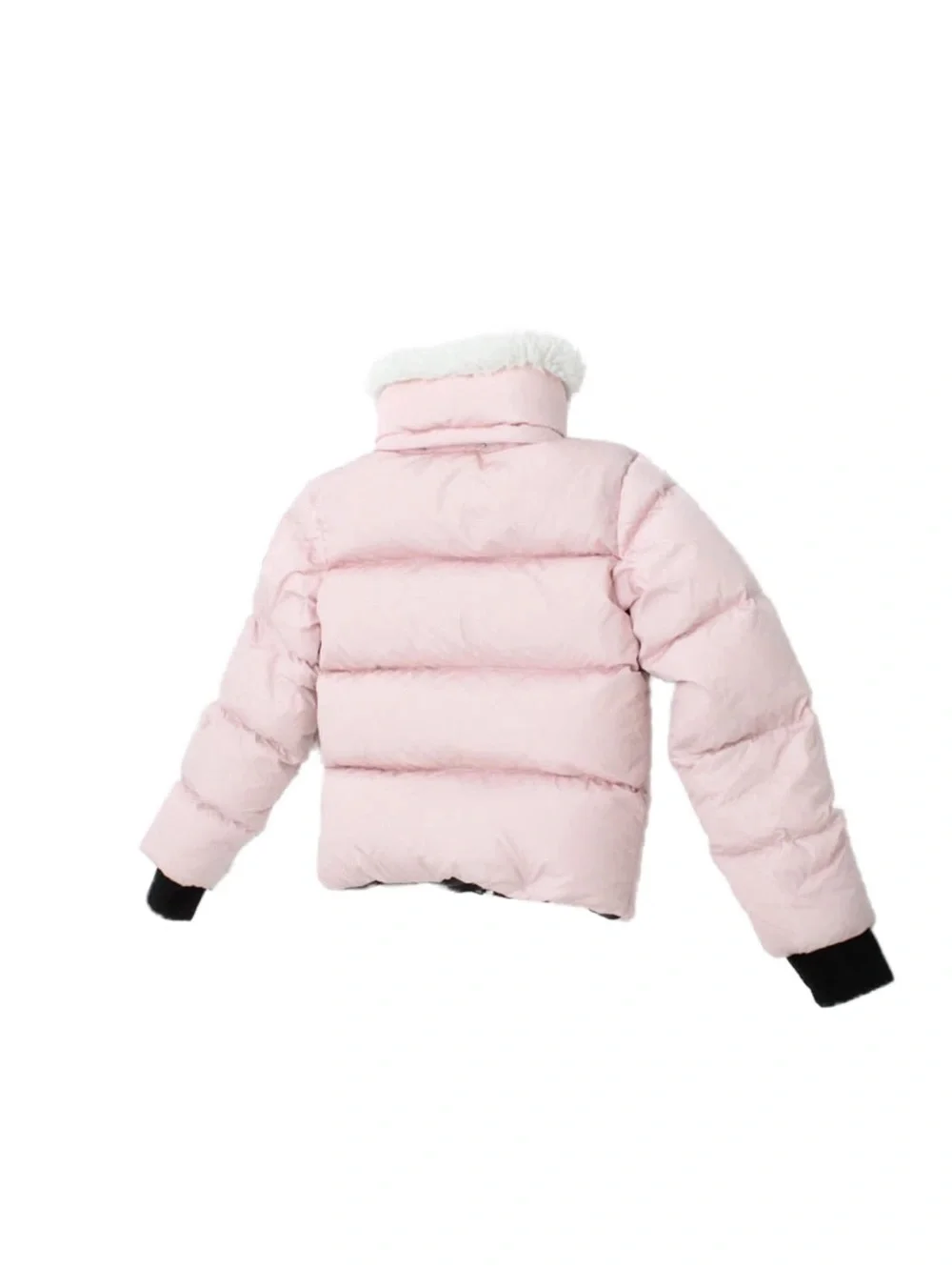SAM Light Pink Puffer Jacket with Fur Collar